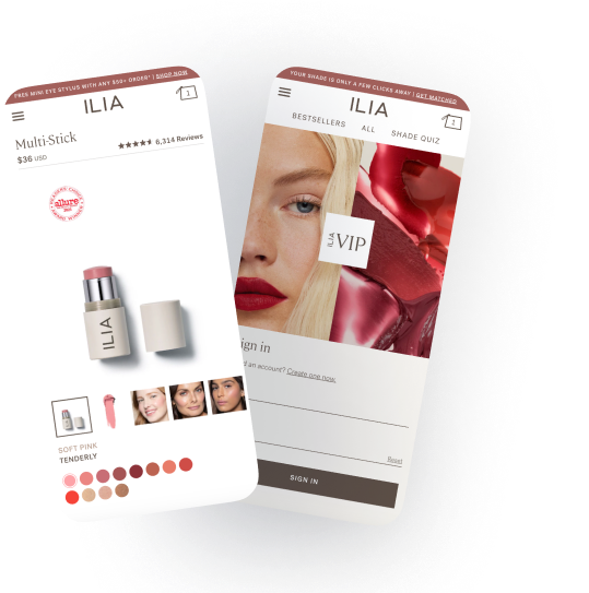 Two ILIA makeup product packages on a white background